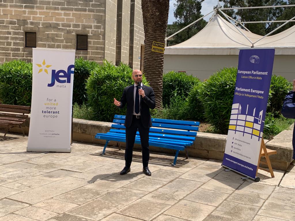 Dr Mario Sammut launching the first European Bench in Malta