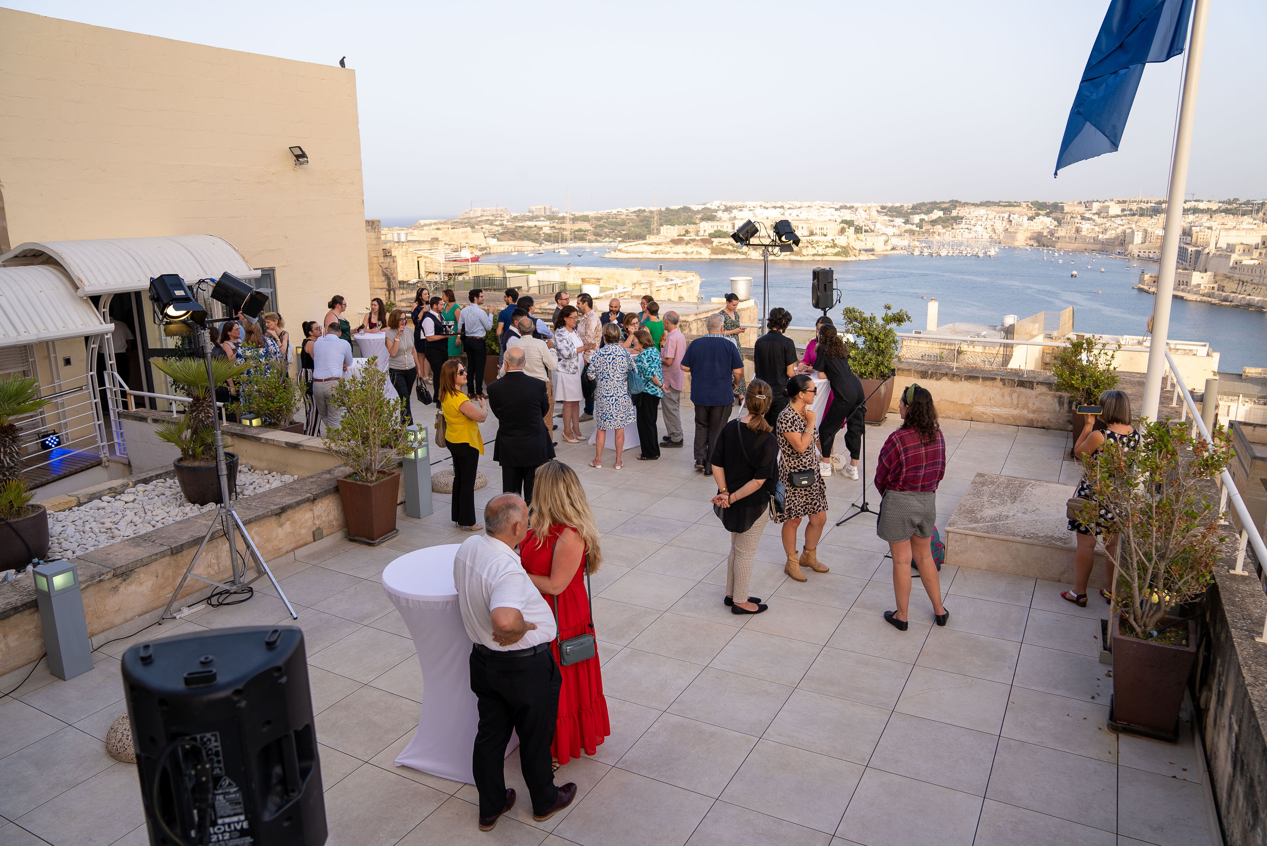 Evening reception at Europe House rooftop terrace