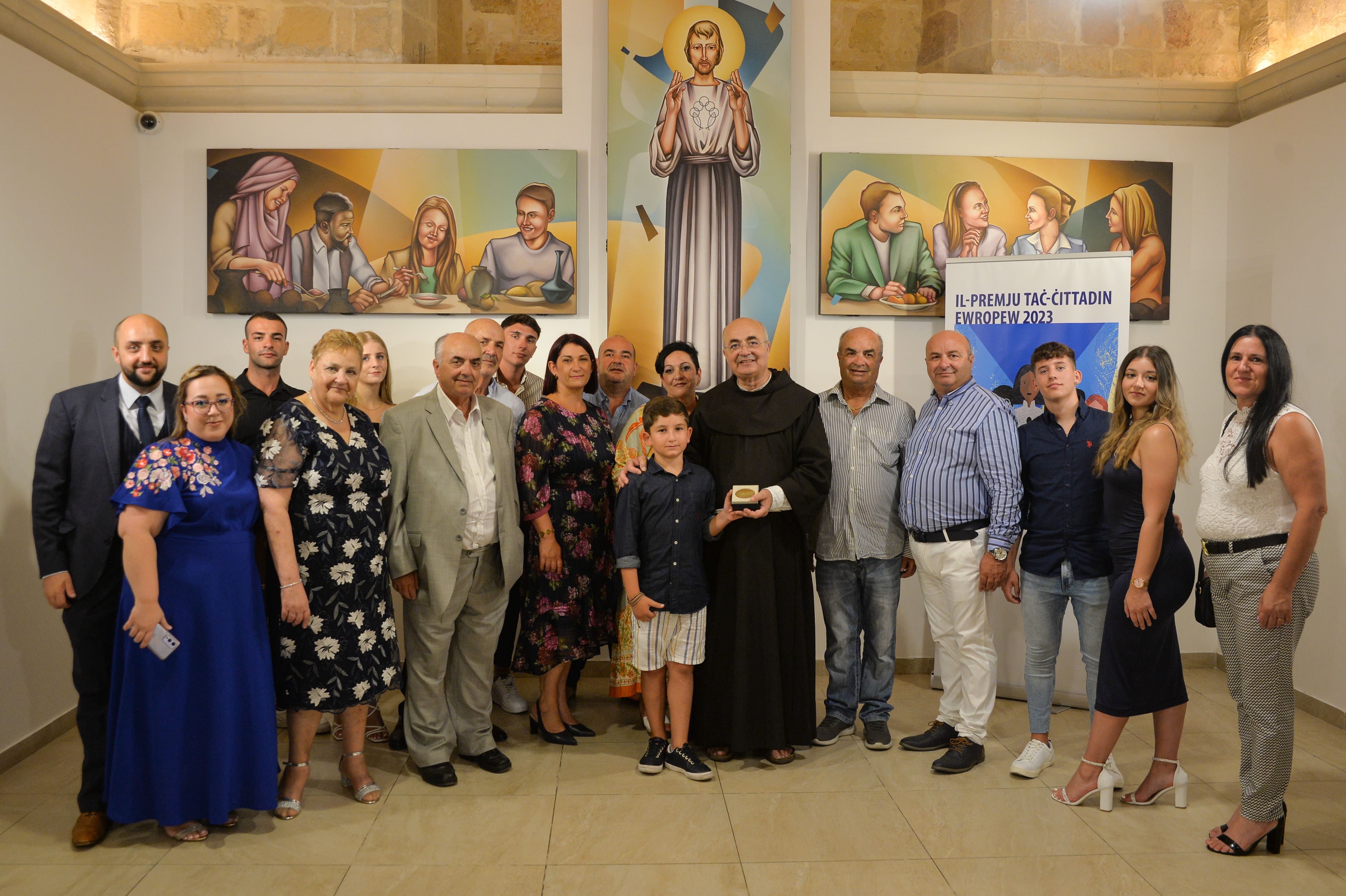 Fr Marcellino Micallef with invitees at the 2023 European Citizen's Prize award ceremony
