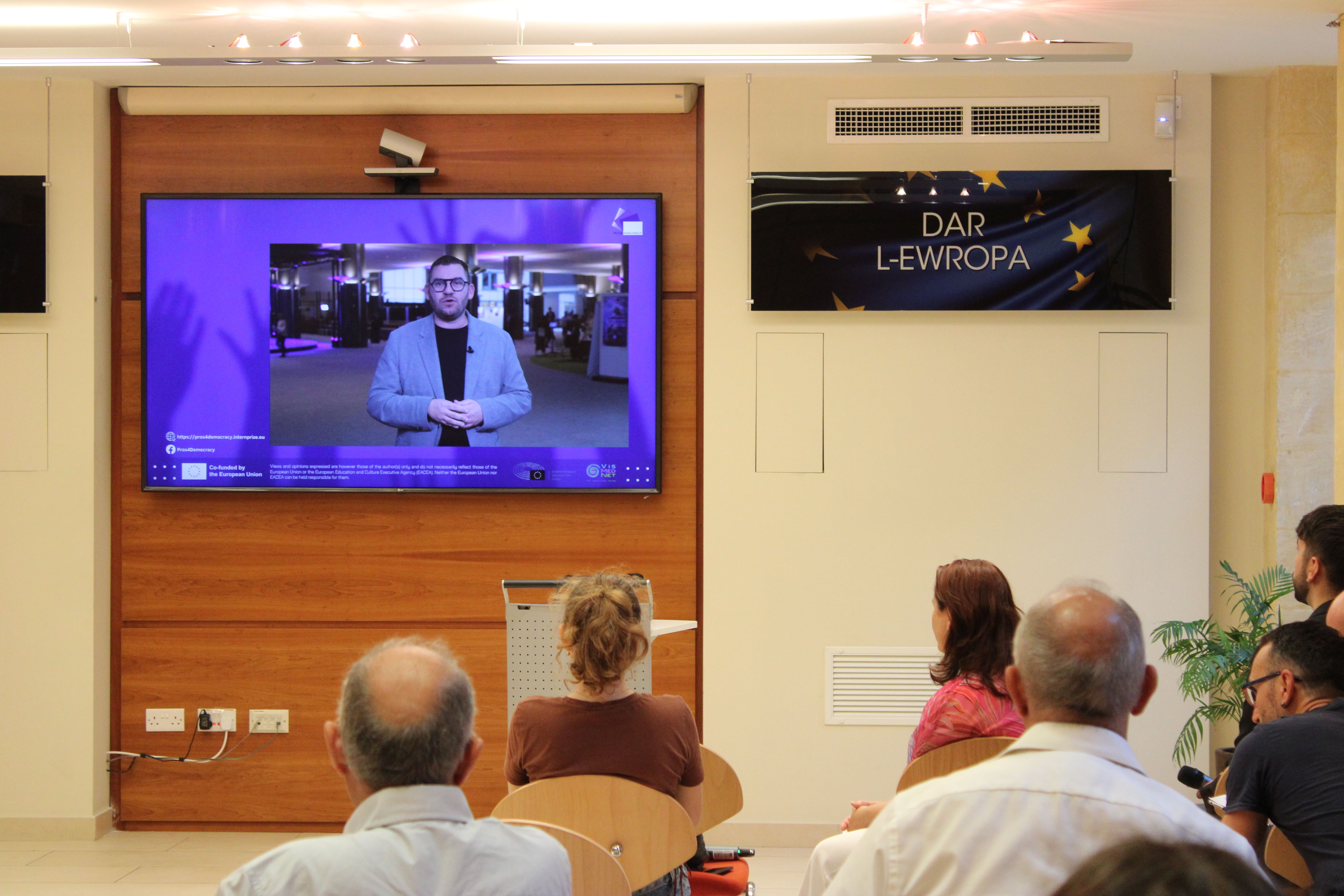 MEP Cyrus Engerer addressing the audience at the "Voting For the Rights of All" event