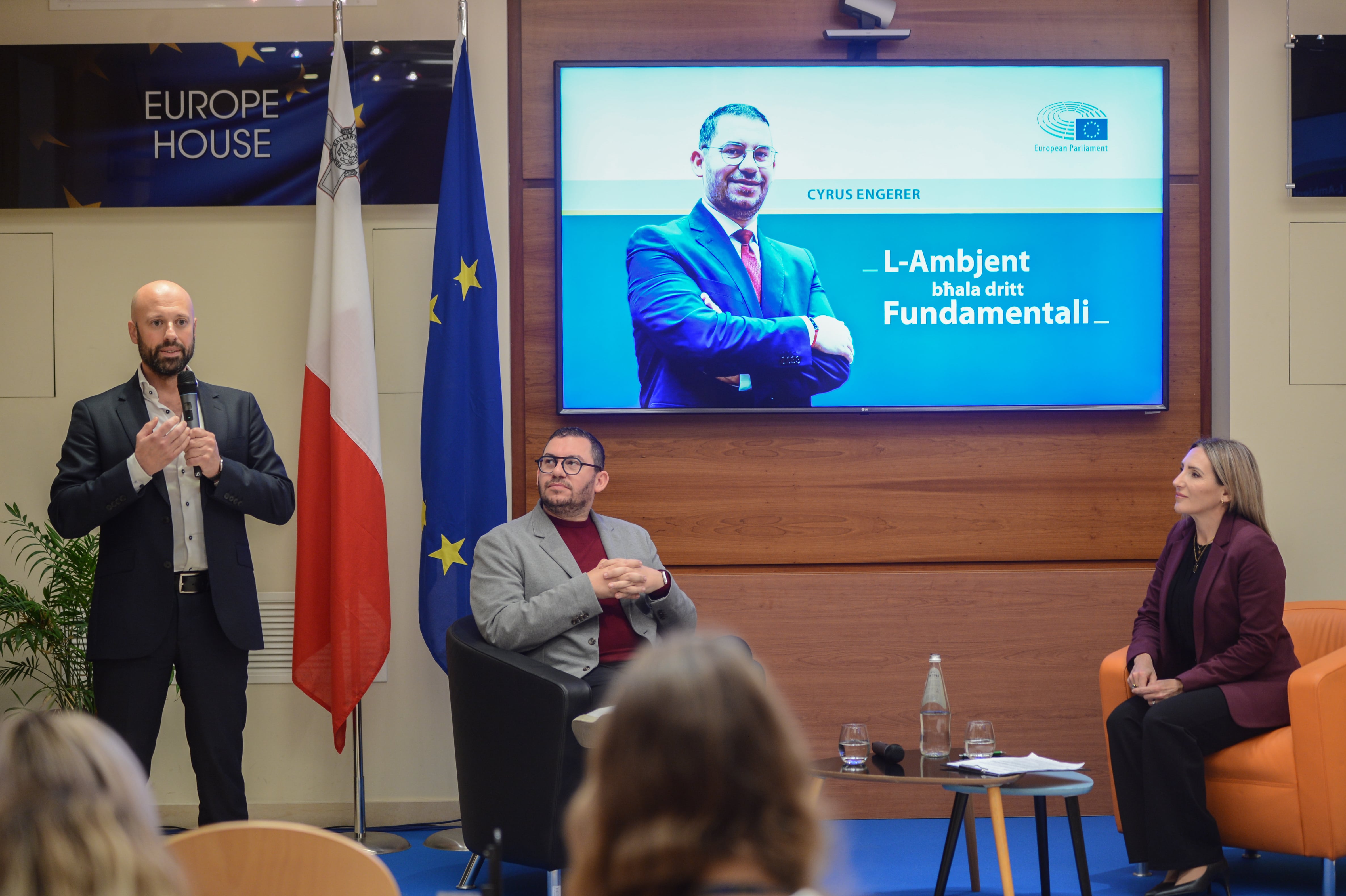 Dr Mario Sammut, head of the European Parliament Liaison Office in Malta, addresses the audience at "The Environment as a Fundamental Human Right" event