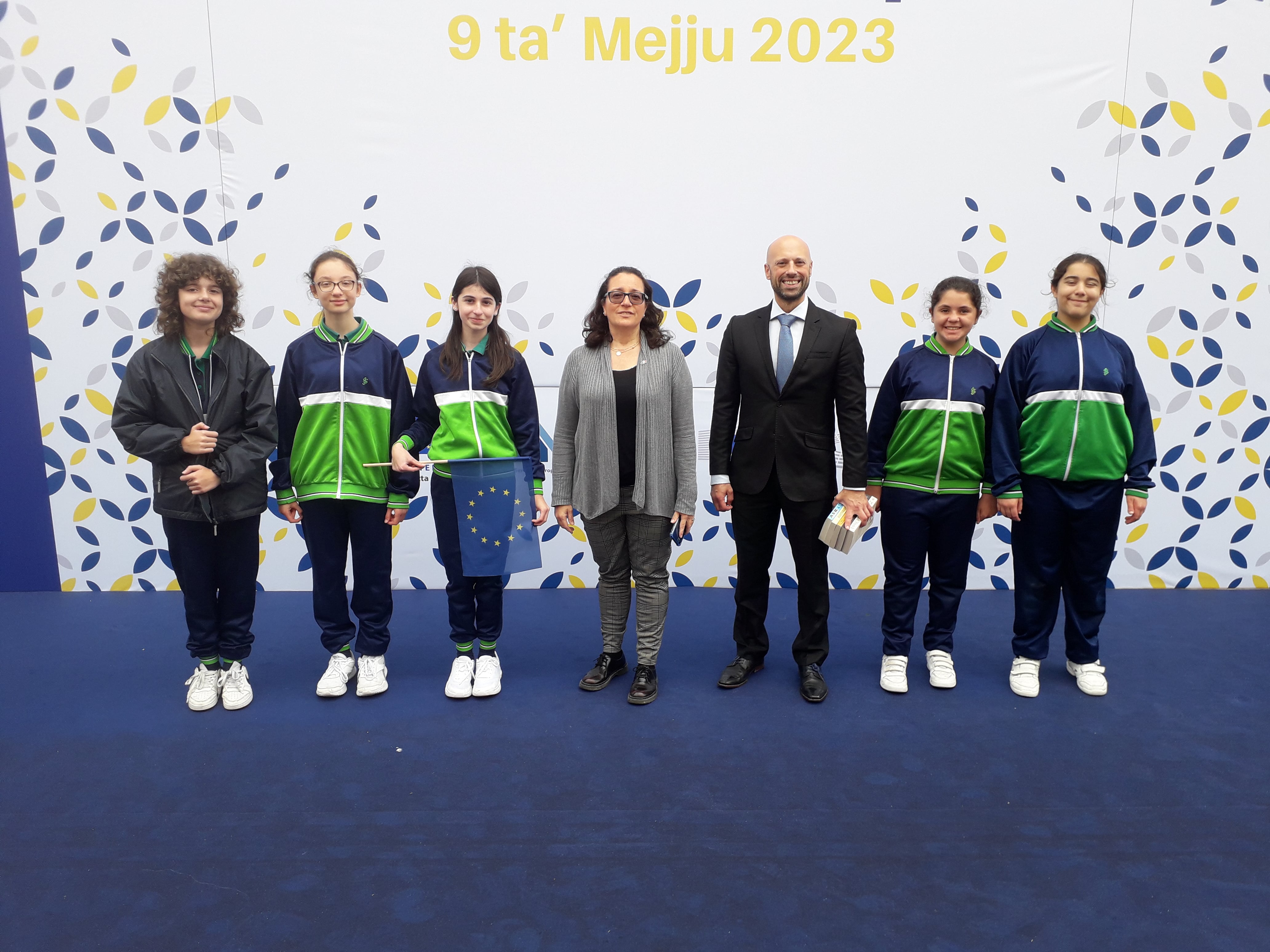 EPAS students and teacher with our Head of Office on Europe Day 2023